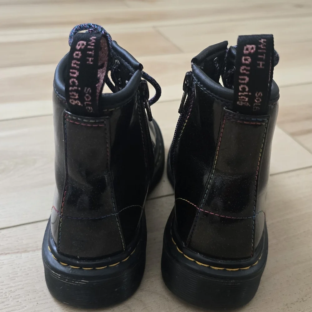 Dr. Martens Junior 1460 Sparkle Rays Lace Up Boots in Black